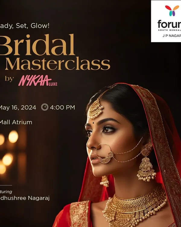 I am so proud to partner with brands like Nykaa Luxe to share my knowledge. This is the official poster for my Bridal Masterclass, where I taught my signature techniques to an amazing audience.