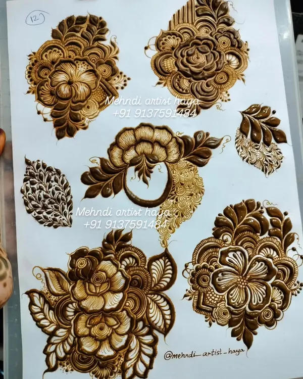 This practice sheet showcases a variety of floral motifs and leaves. Each one is a mini-composition, teaching you how to combine shading, bold lines, and delicate details.
