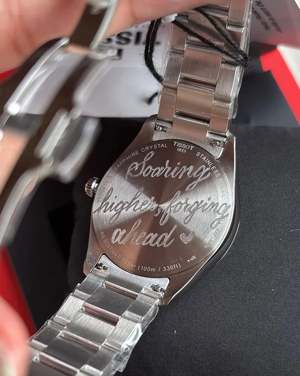 "Soaring higher, forging ahead." I engraved these sweet words of encouragement on a Tissot watch as a gift from a wife to her husband on his promotion. It's a privilege to add a bit of magic to life's big milestones.