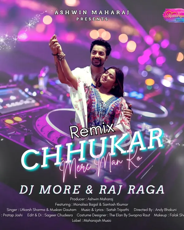 This is the official poster for my remix of the classic "Chhukar Mere Man Ko". I collaborated with Raj Raga to create a high-energy club version, produced by Ashwin Maharaj and released on the Maharajah Music label.