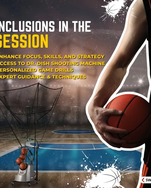 My sessions are designed to enhance focus, skills, and strategy. You'll get access to advanced equipment like the Dr. Dish shooting machine and receive personalized game drills.