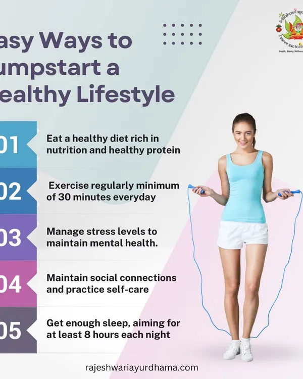 Here are five easy ways to jumpstart a healthy lifestyle. Incorporating a nutritious diet, regular exercise, stress management, self-care, and adequate sleep forms the foundation of Ayurvedic living.