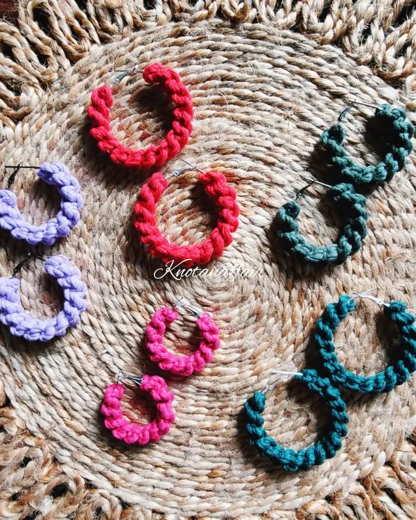 I love seeing my earrings all together. This collection of colorful macrame spiral hoop earrings was for a custom order. They are so lightweight and stylish, perfect for any occasion.