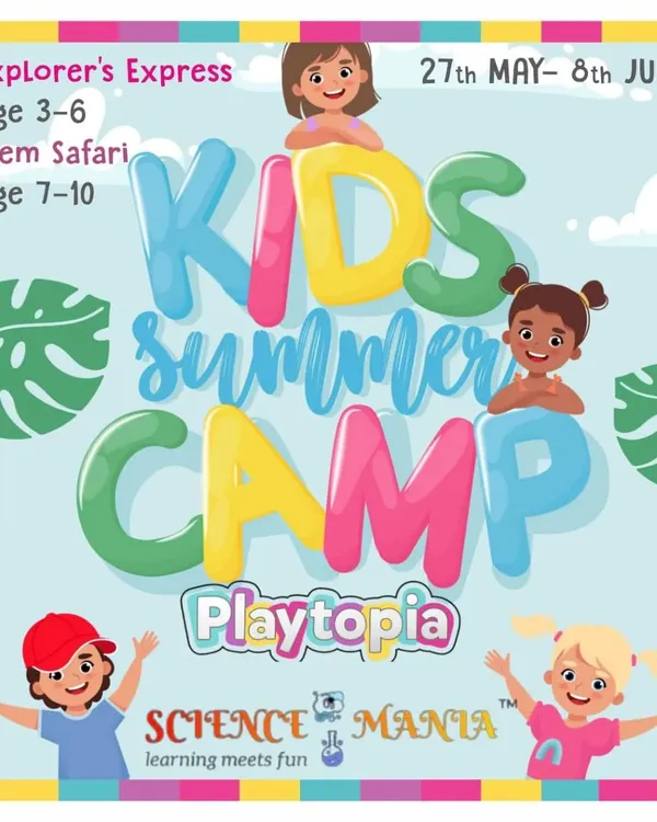 Our Kids Summer Camp is the perfect way to beat the holiday boredom. This graphic shows our two distinct programs, the Explorer's Express for ages 3-6 and the STEM Safari for ages 7-10, blending learning with non-stop fun.