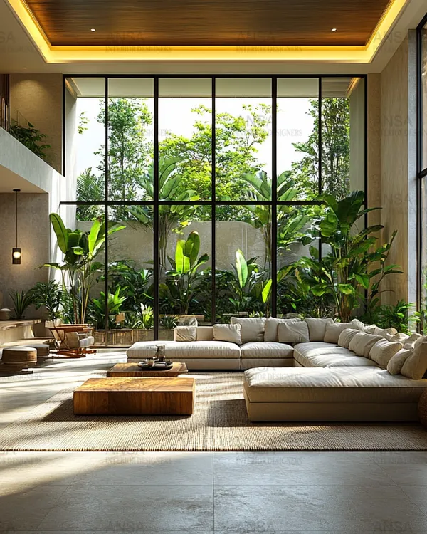 This is the feeling I chase in every project: a sense of calm, space, and connection to nature. I believe luxury isn't just about what you see, but how a space makes you feel. This living room, with its double-height windows and earthy palette, is a perfect example of bringing the outdoors in to create a serene, light-filled sanctuary.