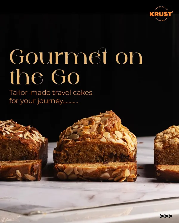 Gourmet on the go! My travel cakes are tailor-made for your journey. This image shows a variety of our loaf cakes, sliced and ready to be packed.