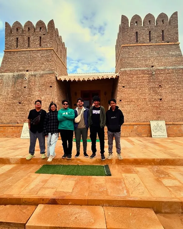 The band on location for a private event in Jaisalmer. We handle all the logistics to bring our party rock experience to your destination wedding.