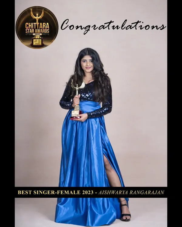 Holding my Chittara Star Award for Best Female Singer. This was for the song 'Meet Maadana' and it means the world to me. Appa, I wish you were here.