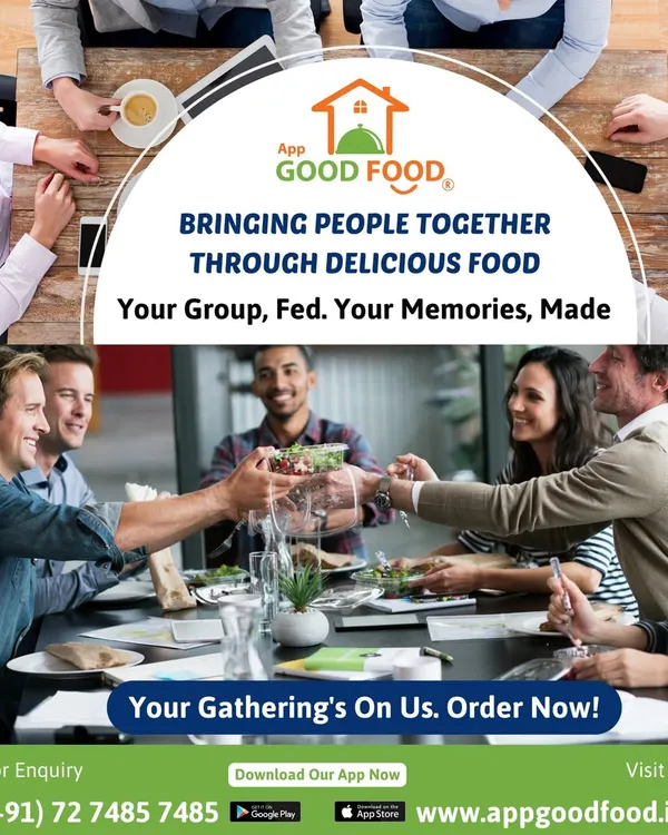 Bringing people together through delicious food. This image of a group sharing a meal represents our commitment to making your gatherings memorable. Your group, fed. Your memories, made.