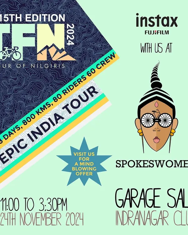 Promoting the Tour of Nilgiris (TFN) at our Garage Sale. This year marked the 15th edition with the largest number of women riders in the tour's history.