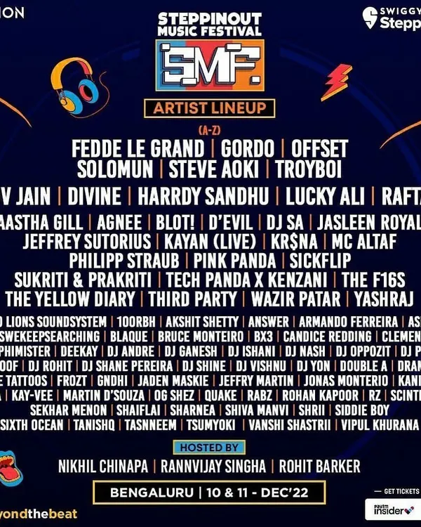 The full artist lineup for the SteppinOut Music Festival. I was thrilled to be part of this massive event alongside so many incredible international and Indian artists.