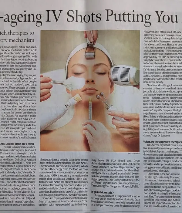 This article features my expert opinion on the risks of trendy anti-aging IV drips. I have consistently spoken out against unproven treatments like glutathione IVs, and I fully support the call for tighter regulations to protect patient health.