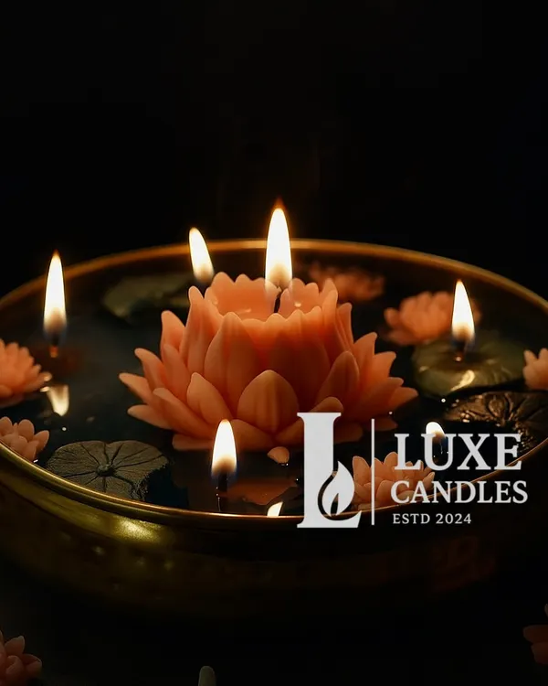 This is my viral Lotus Pond Urli candle. I love creating these intricate, floating floral designs that become a centerpiece of tranquility and beauty in any home. It's more than a candle; it's a piece of art.