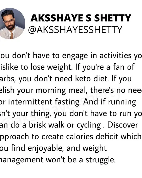 You don't have to do things you hate to lose weight. If you love carbs, you don't need keto. If you hate running, you can walk. The key is to find an enjoyable and sustainable approach to creating a calorie deficit.
