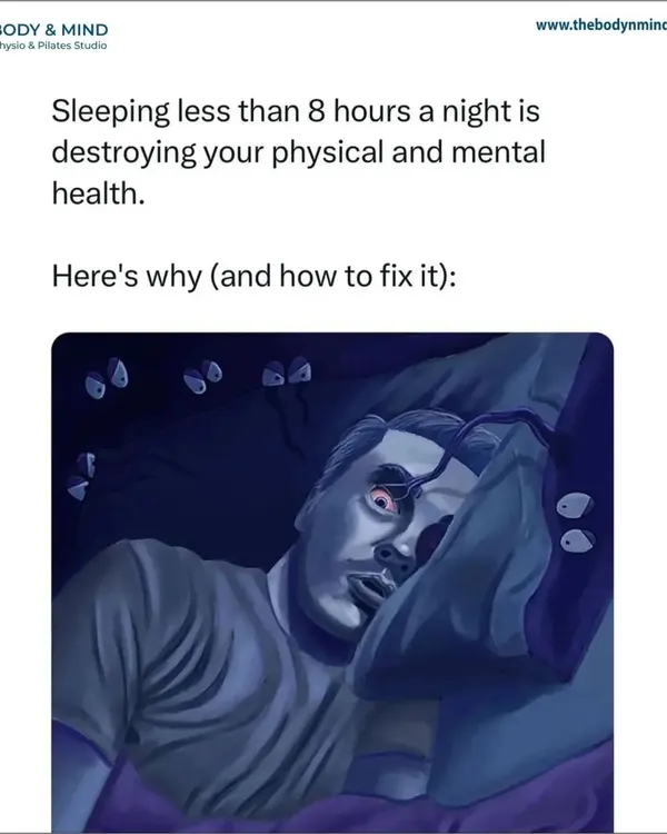 Sleeping less than eight hours a night can have a significant negative impact on your physical and mental health. Quality sleep is non-negotiable for healing and recovery.