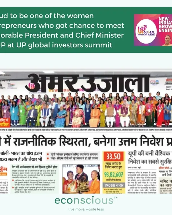 A proud moment for us, being featured in the Amar Ujala newspaper. Our co-founder Sonal was among the women entrepreneurs who had the opportunity to meet the Honorable President and the Chief Minister of UP at the Global Investors Summit.