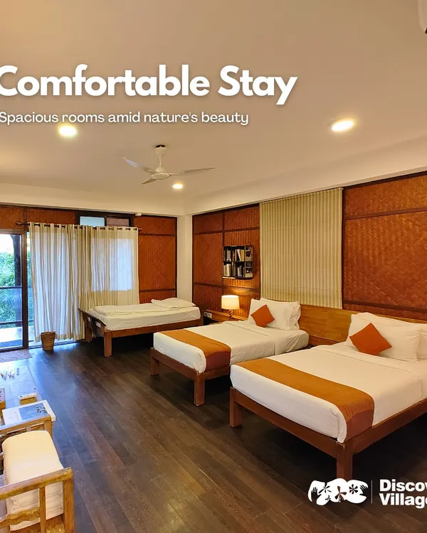 Our spacious rooms at Nandi Hills are designed for comfort, with multiple beds to accommodate teams and families, all amidst nature's beauty.