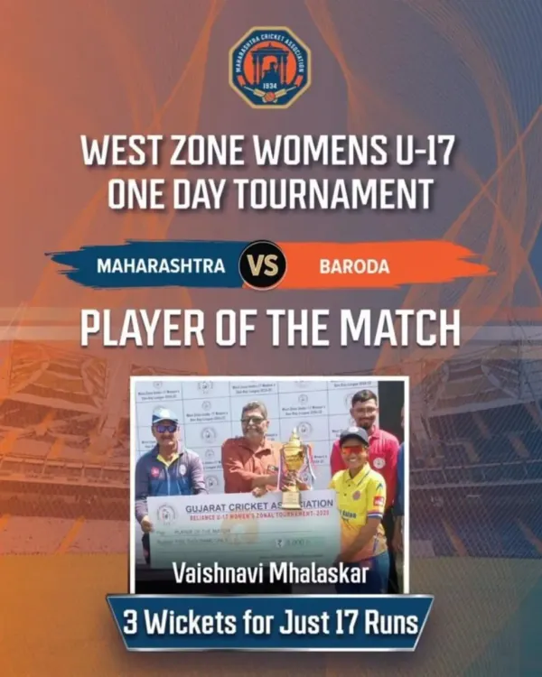 Our training delivers real results. We are proud to celebrate our student, Vaishnavi Mhalaskar, who was named Player of the Match for her outstanding performance of 3 wickets for 17 runs in the U-17 West Zone tournament.