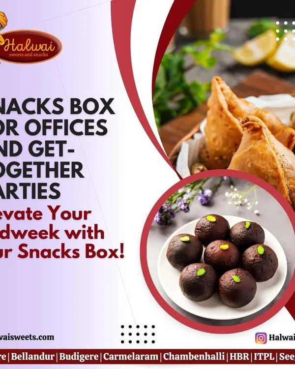 Elevate your midweek meetings and get-togethers with our snack boxes. Featuring a mix of savory samosas and sweet gulab jamuns, we have something to please every palate in the office.