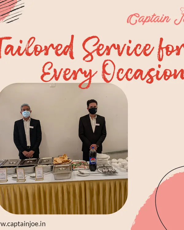 I provide tailored service for every occasion. This image shows my professional and masked servers standing behind a neatly arranged buffet, ready to provide elegant and safe service for your gathering of 30 or more guests.