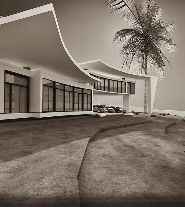 This is a 3D concept for a modern bungalow, designed to make a bold statement. I focused on creating a dynamic, flowing structure with clean lines and large glass windows to connect the interior with the surrounding landscape.