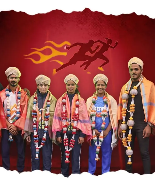 Our champions of 2023, felicitated in traditional style. This image represents the success and honor our athletes have brought to the academy through their relentless efforts in national and international competitions.