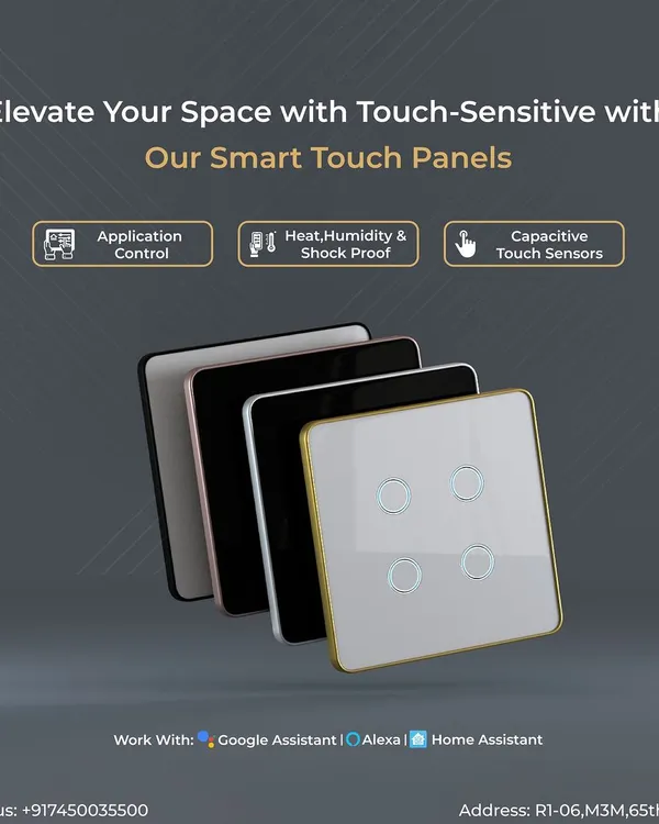 Elevate your space with our touch-sensitive smart panels. Featuring capacitive touch sensors and a sleek design, they are heat, humidity, and shock-proof, offering a modern and reliable way to control your home.