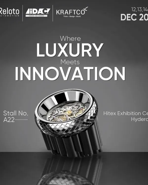 An invitation to our exhibition stall where luxury meets innovation. We showcase cutting-edge products, like this intricately designed smart control knob, at major industry events like HITEX in Hyderabad.