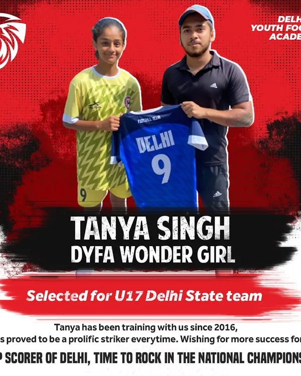 A huge moment for our academy. Tanya Singh, who has been with us since 2016, was selected for the Delhi State U17 team. She was also the top scorer in the Delhi U17 Women's league.