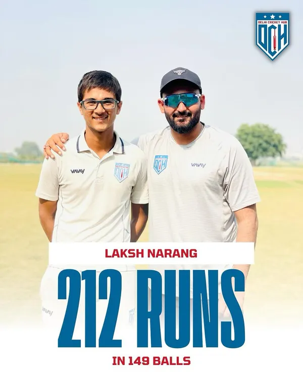 A record-shattering day for the academy. My student Laksh Narang smashed a massive 212 runs in the DDCA Under 16 league. This is the result of countless hours of practice and a winning mindset.