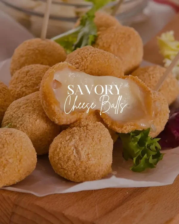 A guaranteed crowd-pleaser. Our savory cheese balls are golden and crispy on the outside with a warm, gooey cheese center.