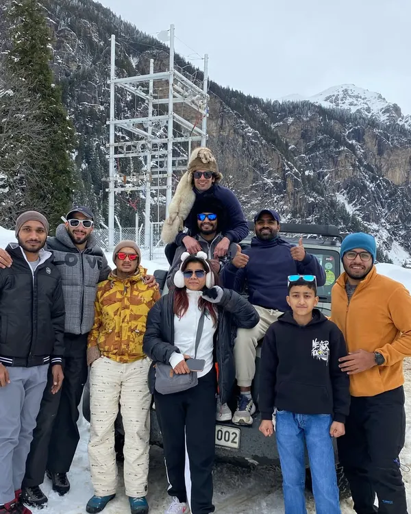 The team at Hampta Pass. We mix our fitness training with serious adventure, taking the group on challenging snow treks to experience the best of the Himalayas.