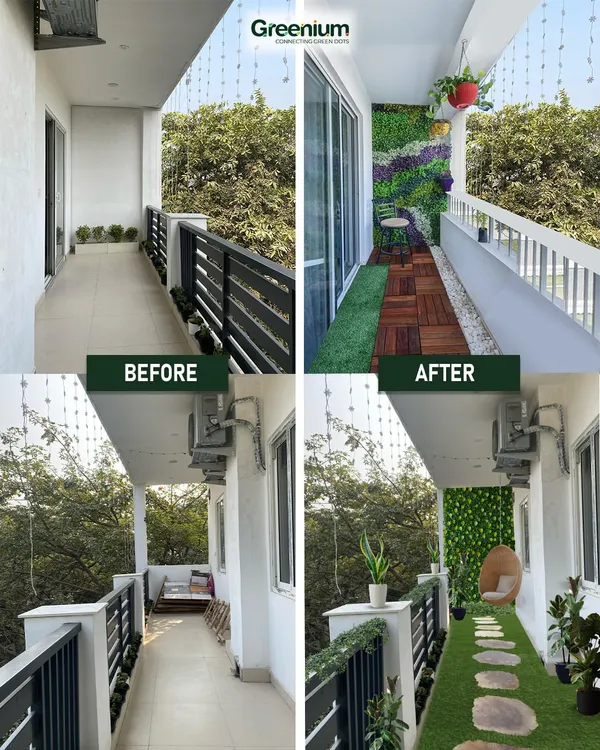 (Hero Media) See the dramatic impact of our work with these before and after balcony makeovers. We turn unused areas into vibrant, green sanctuaries, combining artificial grass, vertical gardens, and stylish flooring to create your perfect personal escape.