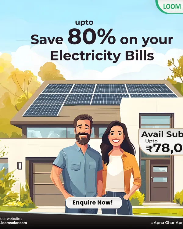 Go solar and save up to 80% on your electricity bills. We help you avail government subsidies of up to ₹78,000 under the PM Surya Ghar Yojana, making your investment even more affordable.