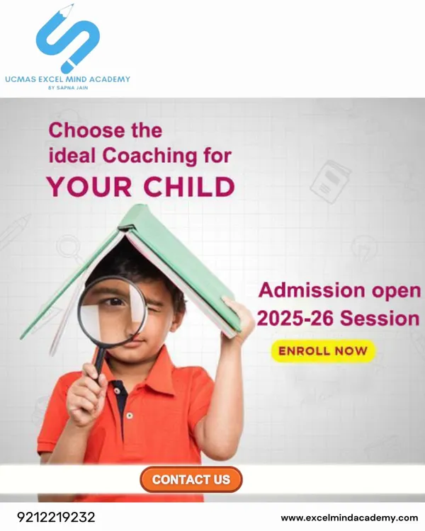 Choose the ideal coaching for your child. This poster announces that admissions are open for the 2025-26 session and invites parents to enroll now.