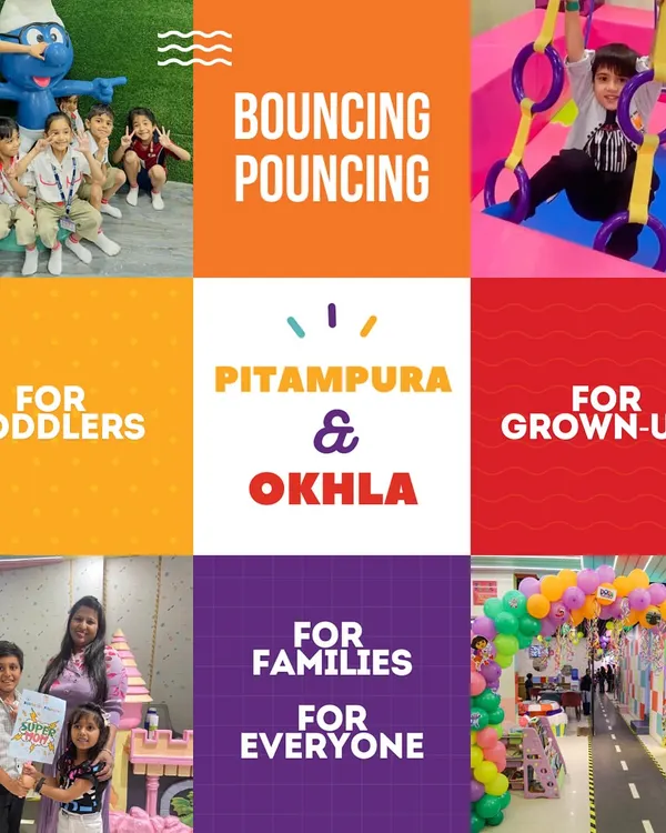 Our play centers in Pitampura and Okhla are designed for everyone. This graphic shows how we cater to toddlers, grown-ups, and the whole family with our mix of soft play, arcade games, and party spaces.