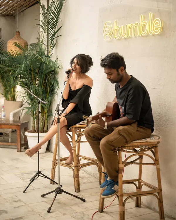 Performing my poem 'In the Year of Self' during a collaboration with Bumble India to announce their 2024 dating trends.