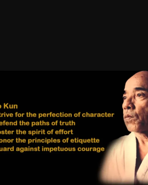 The Dojo Kun are the five guiding principles of our dojo. We recite them to remind ourselves to strive for good character, truth, effort, etiquette, and self-control.