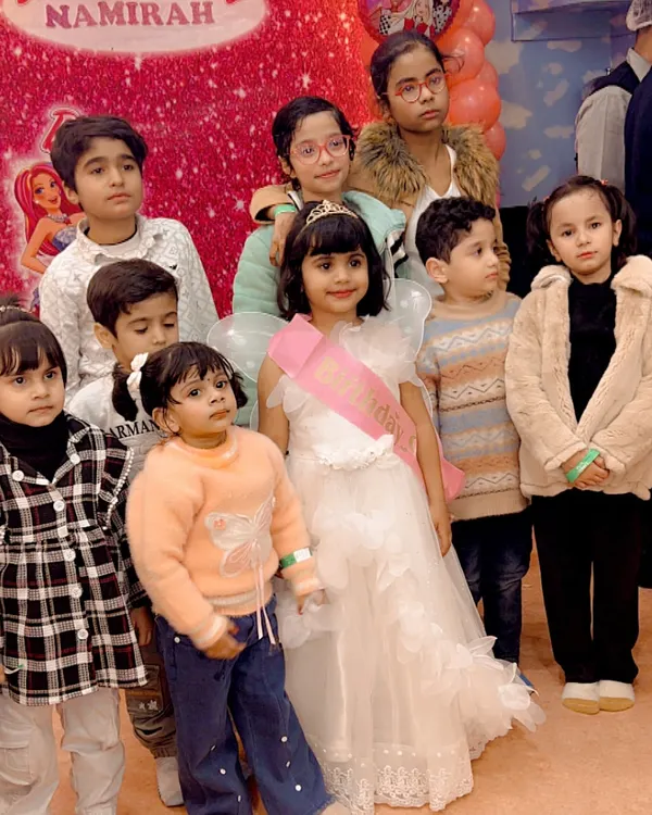 The birthday girl, dressed as a princess, poses with her friends. I love capturing these group photos that they'll look back on for years to come.