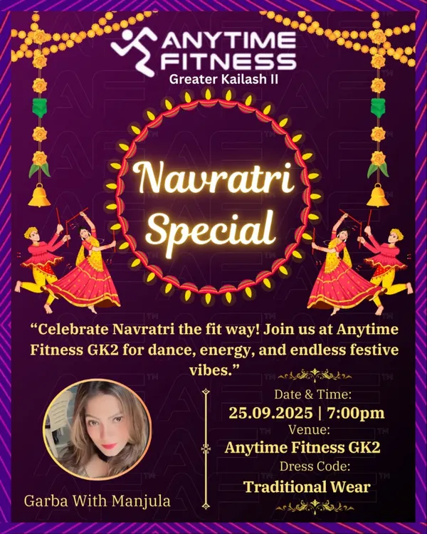 Our poster for a Navratri Special Garba night, blending festive dance with fitness.