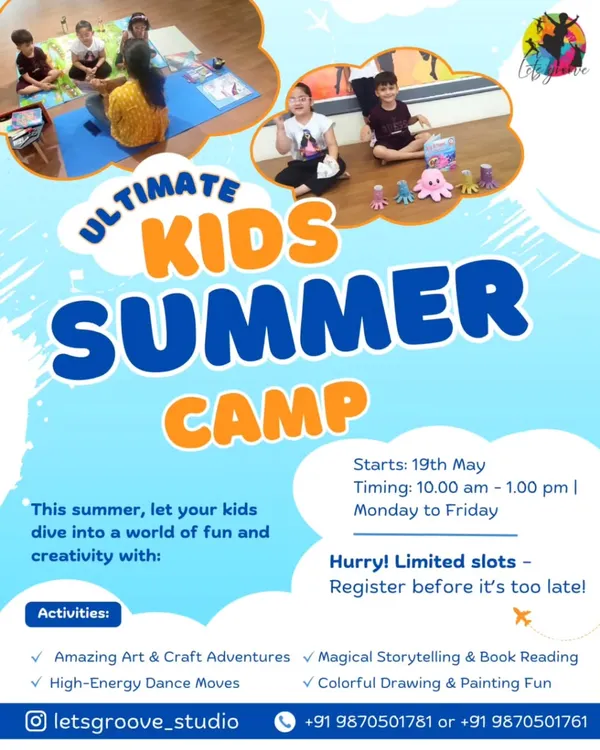 Unleash the summer magic. This flyer for our Ultimate Kids Summer Camp highlights the adventure of creativity and fun we offer, from art and dance to storytelling.