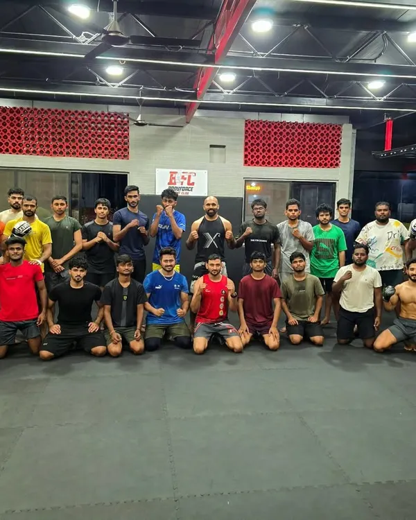 The entire team together after a hard training session. This is the family you gain when you join Bodyforce Fight Club.