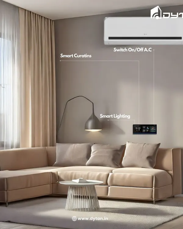 This is the smart home experience I bring to life. From a single panel, you can adjust the smart lighting for the perfect mood, open or close the smart curtains, and set the AC to your ideal temperature, creating a living room that adapts to you.