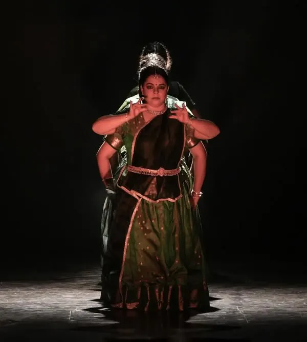 This powerful moment is from my production 'Ek Anant', a dance drama based on the Ramayan. Choreographing large-scale theatrical pieces allows me to build entire worlds on stage, using Kathak to explore epic narratives and complex characters.