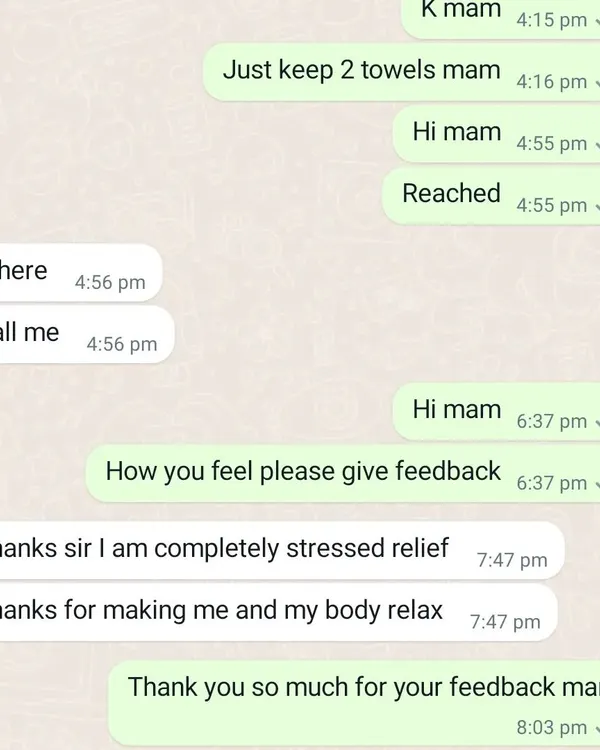 A client shared that she felt "completely stressed relief" and that the session helped her and her body relax. This is the result I always aim for.