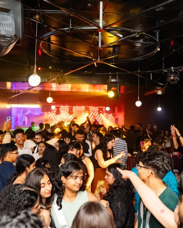 A wide view of the dance floor at Nolimmits during one of my sets. You can see the crowd is fully engaged, dancing and having a great time.