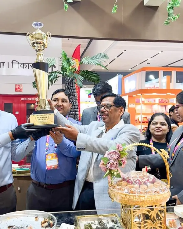 I am beyond blessed to be named the winner of the Best Packaging and Sweets Award. This photo captures the moment my team and I received the trophy at the 7th World Mithai Namkeen Convention & Expo.