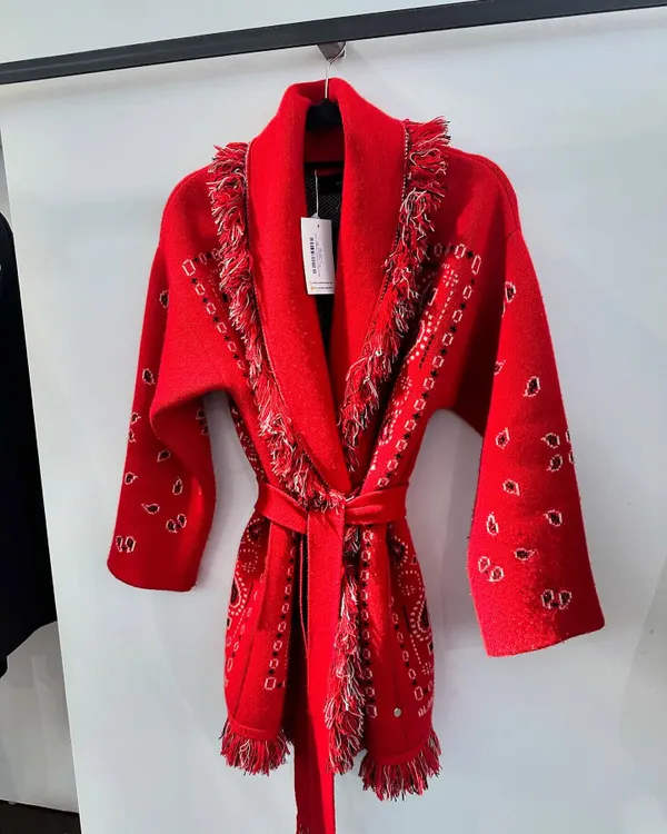A glimpse of my sourcing process in Scotland. This beautiful red belted jacket with fringe and paisley details is one of my favorite finds.