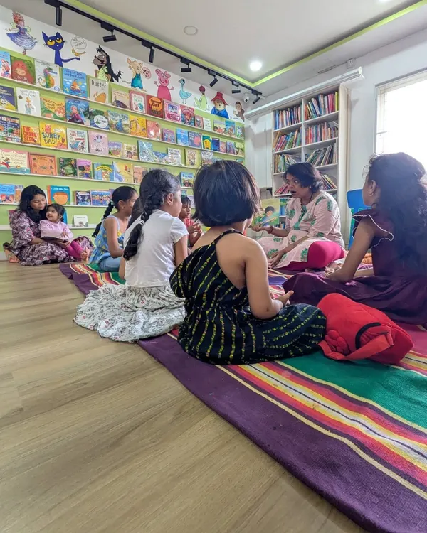 A quiet, focused moment from our June Kannada Book Club. It's so heartwarming to see children engaging deeply with stories in their mother tongue.