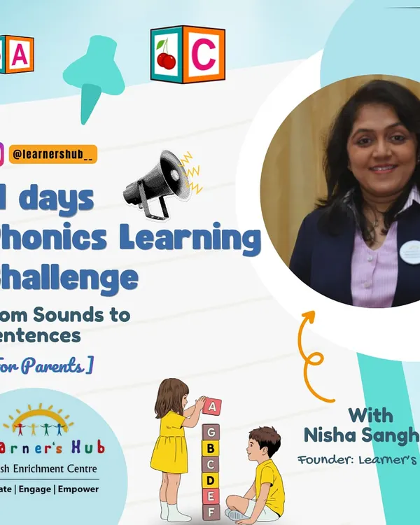 This graphic announces our 11-day Phonics Learning Challenge for parents. I believe in empowering parents with the right tools to support their child's reading journey from simple sounds to confident sentences.